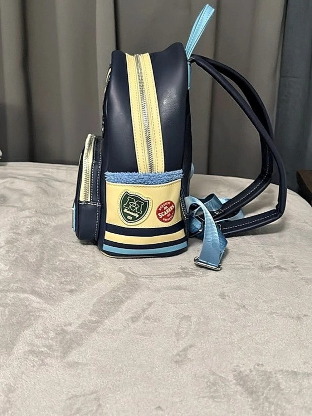 Loungefly Monsters University Varsity Jacket Mini Backpack Black & Blue